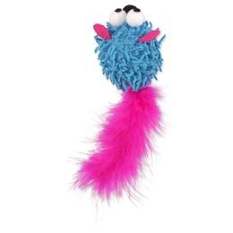 Magic Cat Hračka Rainbow Relax myš s pírkem a šantou kočičí modrá 6cm