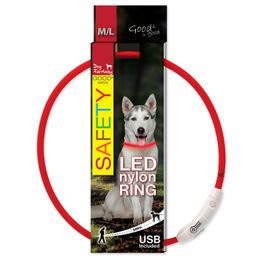 Dog fantasy Obojek LED nylon červený 65cm