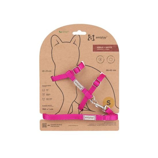 Amiplay Kšíry pro kočku s vodítkem Samba Růžové