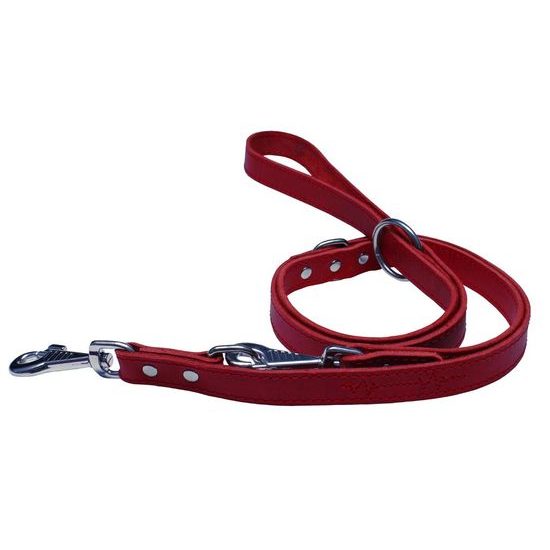 BAFPET Kožené přepínací vodítko EKG červená