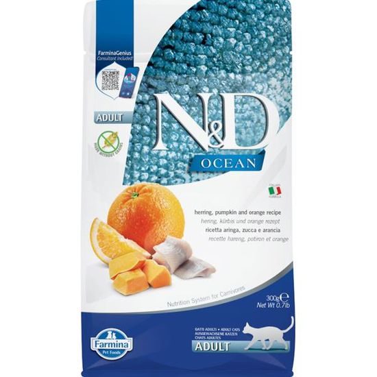 N&D OCEAN Cat GF Herring, Pumpkin & Orange Adult 300 g