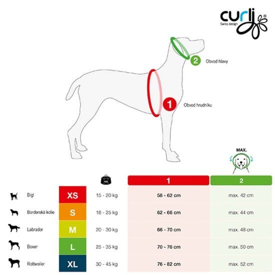 CURLI Postroj pro psy Belka Comfort Red M, 20-30 kg