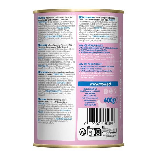 WOW Konzerva Hovězí s dýní Junior 400g