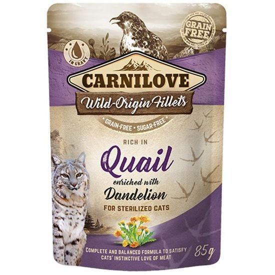 Carnilove Cat kapsička Rich in Quail Enriched with Dandelion for sterilized 85 g