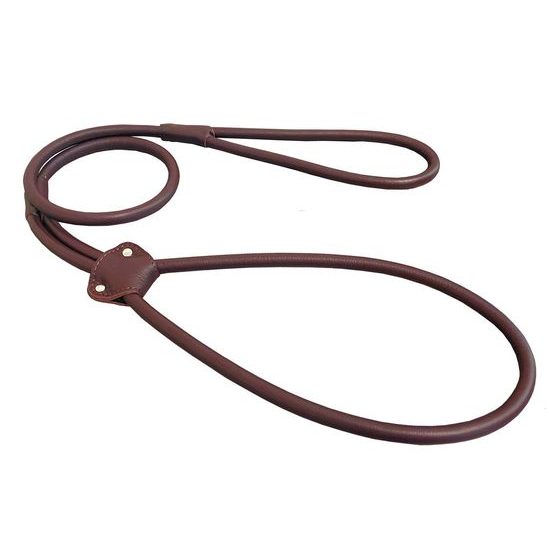 BAFPET Předváděcí vodítko z šité kulaté kůže hnědá