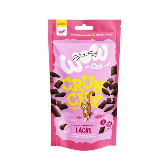 WOW Cat Plněné polštářky Crunchy s lososem 60g