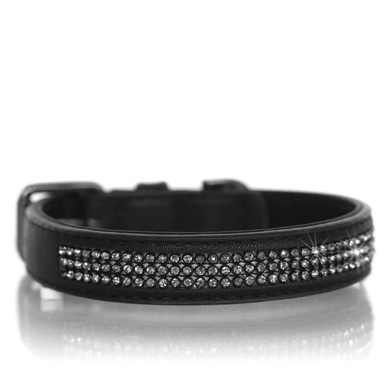 Milk&Pepper Obojek pro psa kožený se zdobením černý 3 x 55 cm