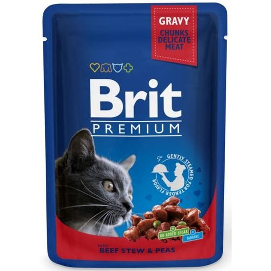 Brit Premium Cat kapsička -Gravy Beef Stew & Peas 100 g