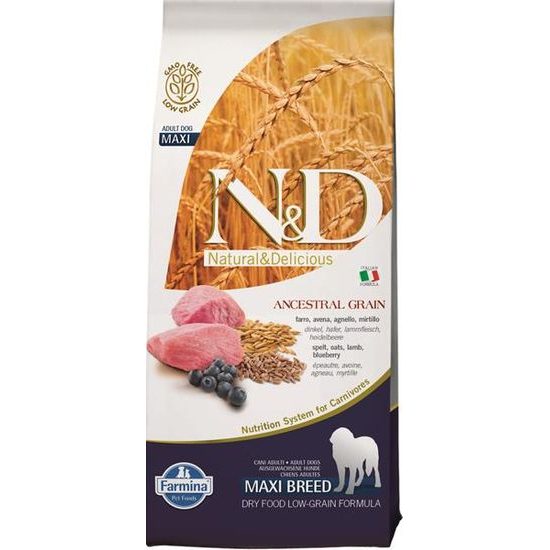 N&D ANCESTRAL GRAIN Dog LG Lamb, Spelt, Oats & Blueberry Adult Medium & Maxi 12 kg