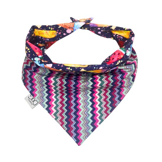 FUNKY DOG Oboustranný šátek pro psa – nanuky & barevné cik-cak vzory ??