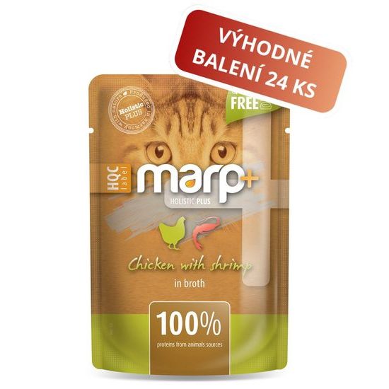 Marp Holistic Plus kapsička pro kočky Kuře s krevetami ve vývaru 24x55g