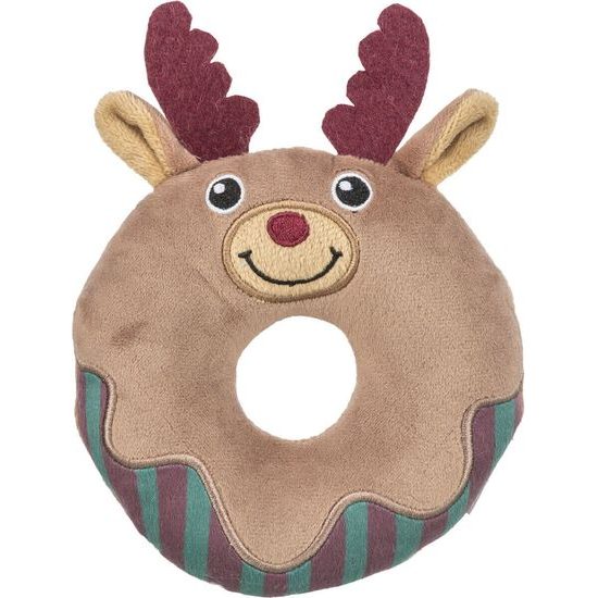 TRIXIE Xmas Moose Donut vánoční plyšový kroužek-los 14 cm