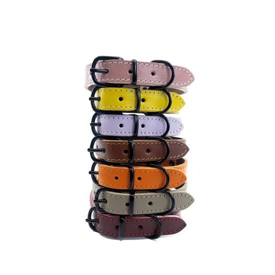 BafPet Kožený obojek ARGUS černé kování růžová