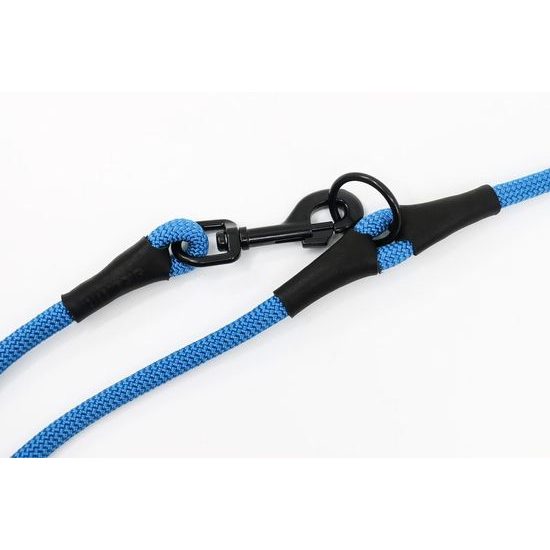 Aminela Vodítko lano s kůží přepínací černé kování modrá