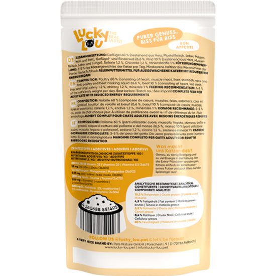 Lucky Lou Lifestage Sterilized s drůbežím a hovězím masem 125 g