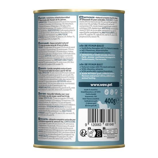 WOW Konzerva Kachna s batáty Senior 400g