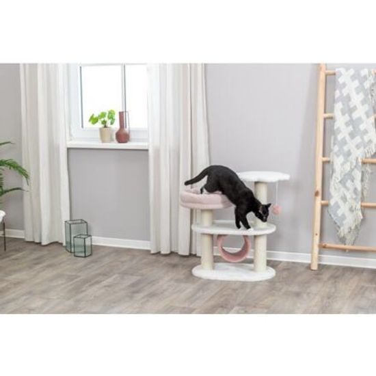 Trixie Škrabadlo ISABELLA 70cm oválná základna 2 patra tunel lůžko bílá/antická růžová