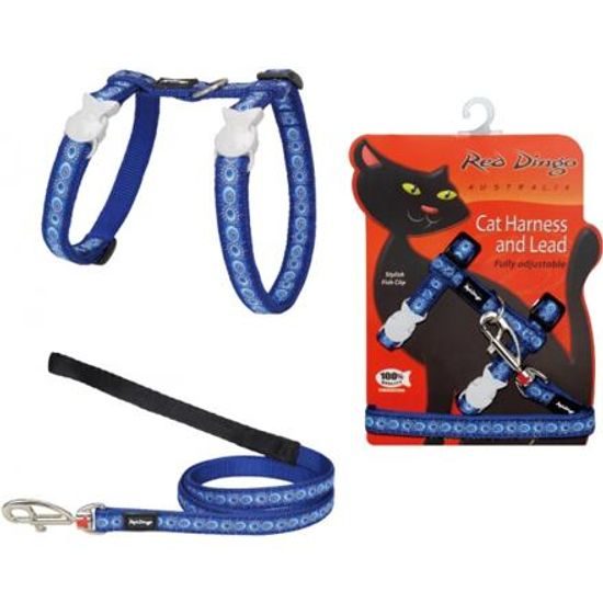 Red Dingo Postroj s vodítkem kočka Cosmos Blue