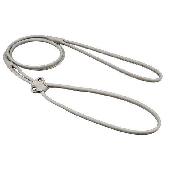 BAFPET Předváděcí vodítko z šité kulaté kůže šedá