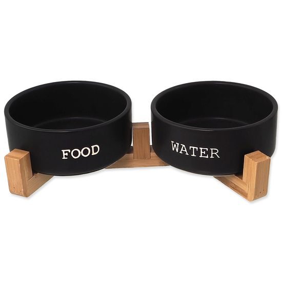 Dog fantasy Set misky keramické se stojanem černé 2x 13x5,5cm, 400ml