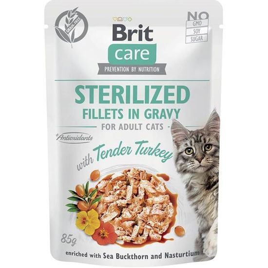 Brit Care Cat kapsička Fillets Gravy Sterilised with Tender Turkey 85 g