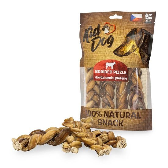 KidDog 100 % Natural Snack hovězí penis pletený 12 cm / 200 g