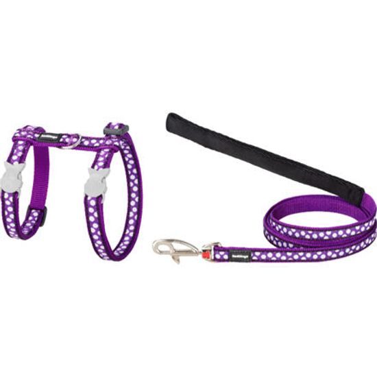 Red Dingo Postroj s vodítkem-kočka White Spots on Purple