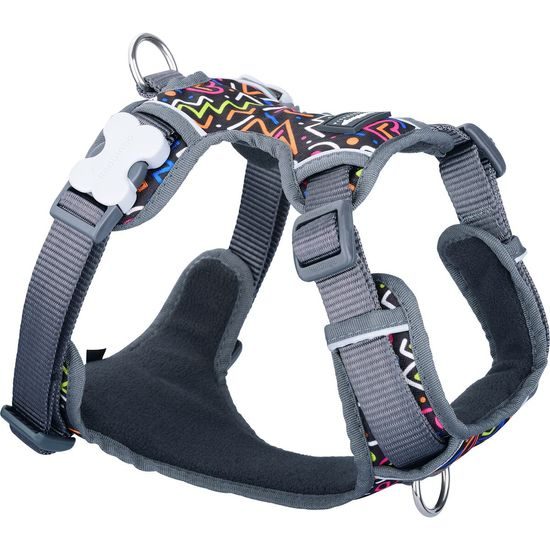 Red Dingo postroj polstrovaný Squiggles Black 15 mm x 37-52 cm