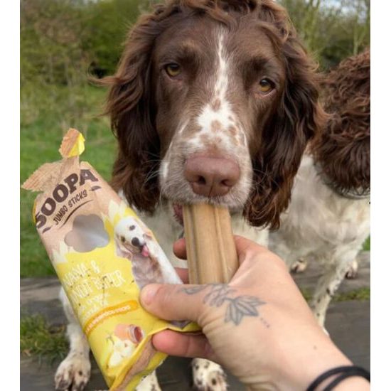 Soopa Pets Dentální tyčinky Jumbo s banánem a arašídovým máslem 170 g