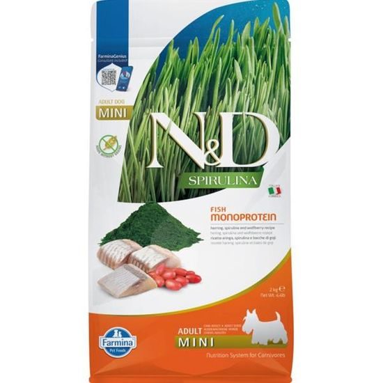 N&D SPIRULINA Dog GF Herring Adult Mini 2 kg