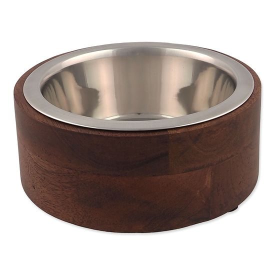 Dog fantasy Miska nerez v dřevě, rovná 400ml