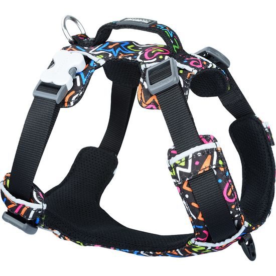 Red Dingo postroj Sport Squiggles Black 12 mm x 31-43 cm