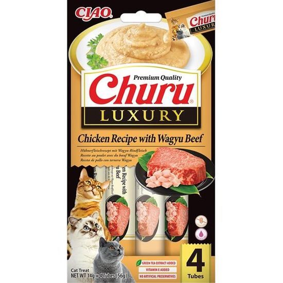 Inaba Churu Cat Luxury kuře s hovězím masem Wagyu 4x14g