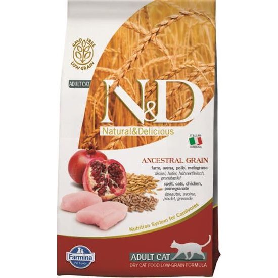 N&D ANCESTRAL GRAIN Cat LG Chicken, Spelt, Oats and Pomegranate Adult 1,5 kg