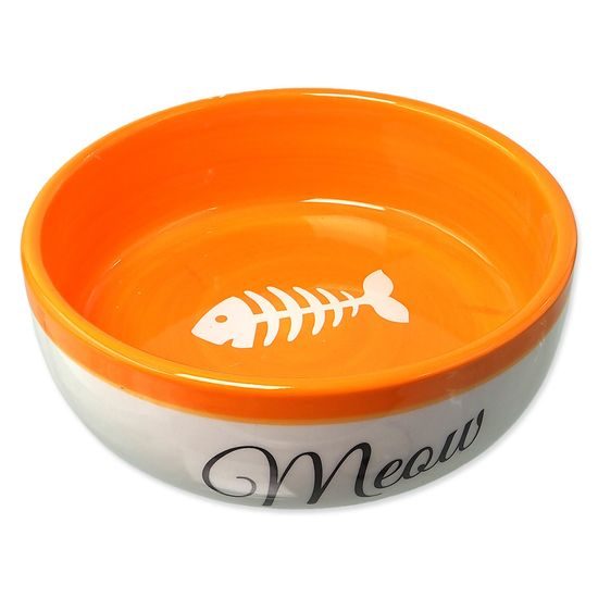 Magic Cat Miska keramická bílá/oranžová Meow 13,4x4cm, 170ml