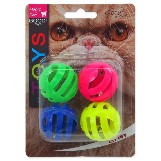 Magic Cat Hračka míček děrovaný plast se zvukem 3,75cm 4ks