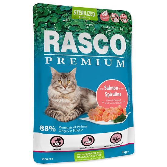Rasco Premium Kapsička Sterilized losos se spirulinou 85g