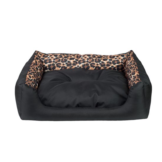 Argi Pelech pro psa obdélníkový s polštářem černý se vzorem 78 x 64 x 19 cm