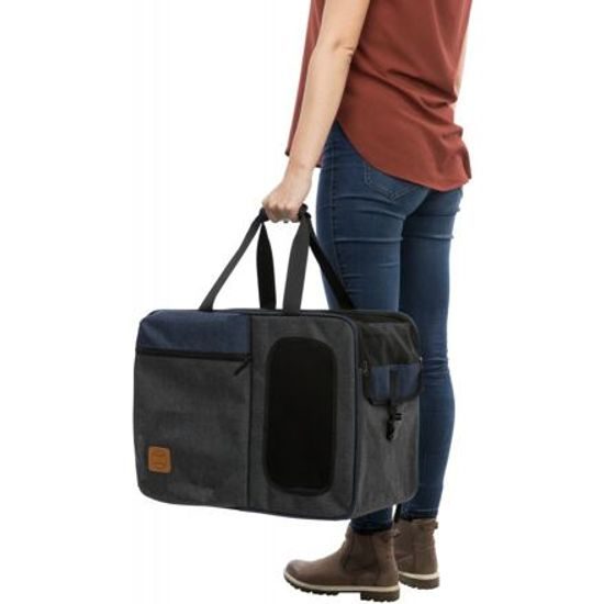 Trixie Batoh a nosítko TARA 2v1 25x38x50cm šedá/modrá (max 7kg)