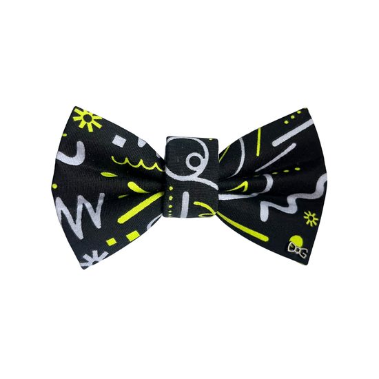 FUNKY DOG Černý psí motýlek s funky neónovým vzorem