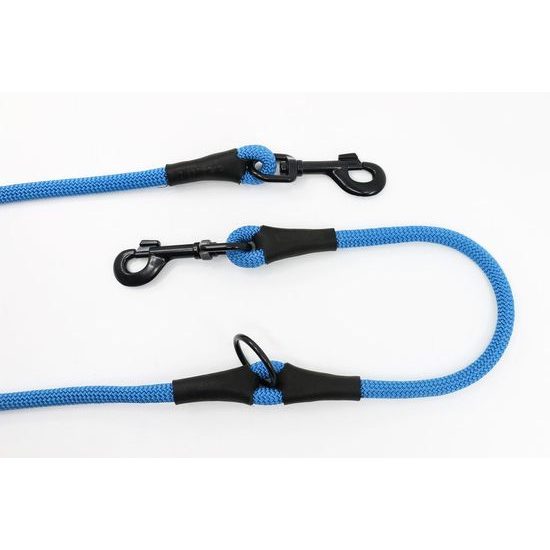 Aminela Vodítko lano s kůží přepínací černé kování modrá