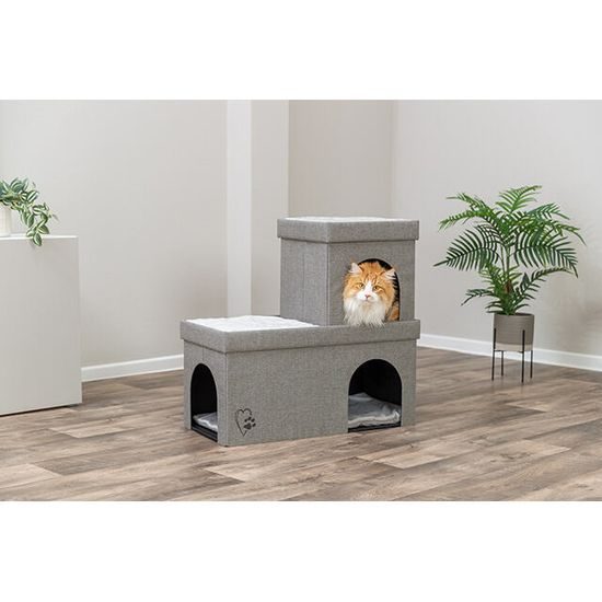 Trixie Jeskyně KIMY skládací 2 patra 76x72x37 cm světle šedá