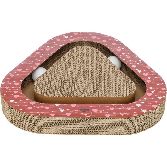 Trixie Škrabací karton VALENTINE triangl s míčky a catnipem červená LIMITOVANÁ NABÍD
