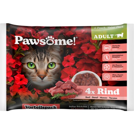 Pawsome! Adult s hovězím masem Multipack 4x85 g
