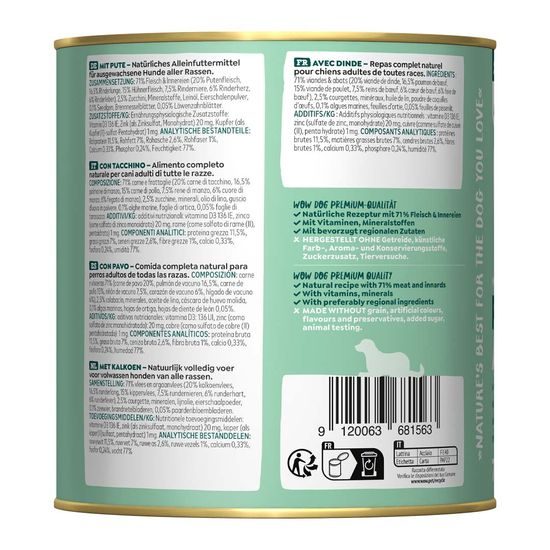 WOW Konzerva Krocan s cuketou Adult 800g