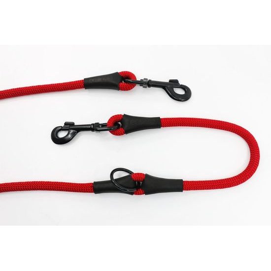 Aminela Vodítko lano s kůží přepínací černé kování červená
