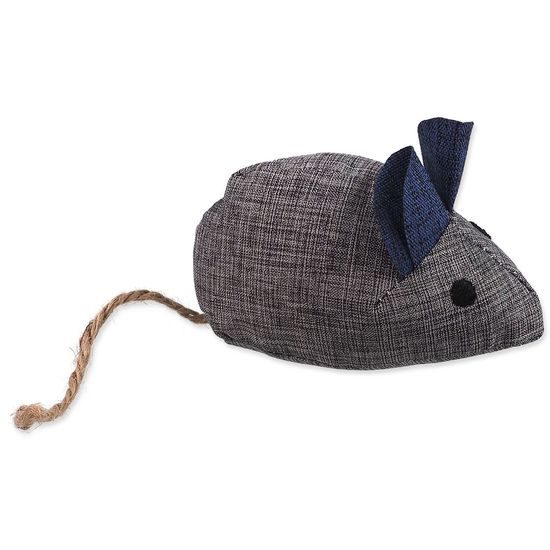 Magic Cat Hračka Natural Fun myš s šantou kočičí šedá 8cm