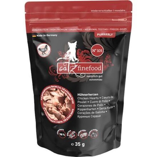 Catz finefood Purrrrly N° 103 – mrazem sušená kuřecí srdíčka 35 g