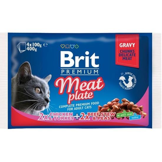 Brit Premium Cat kapsička Meat Plate 4x100 g