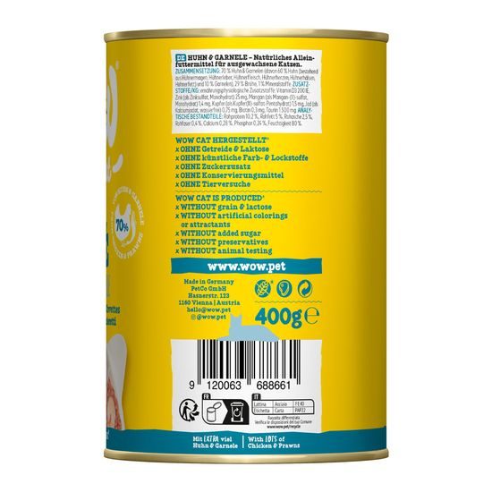 WOW Cat Konzerva Paté Kuře s krevetami Adult 400g